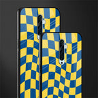 yellow blue trippy check pattern glass case for oppo reno 2f image-2