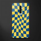 yellow blue trippy check pattern glass case for oppo reno 2f image