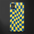 yellow blue trippy check pattern glass case for samsung galaxy m51 image