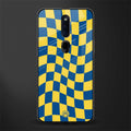 yellow blue trippy check pattern glass case for oppo f11 pro image