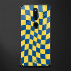 yellow blue trippy check pattern glass case for oppo f11 pro image
