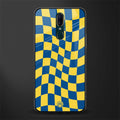 yellow blue trippy check pattern glass case for oppo f11 image