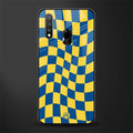 yellow blue trippy check pattern glass case for vivo u20 image