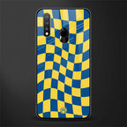 yellow blue trippy check pattern glass case for vivo u20 image
