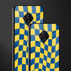 yellow blue trippy check pattern glass case for vivo s1 pro image-2