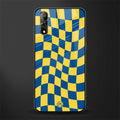 yellow blue trippy check pattern glass case for vivo z1x image