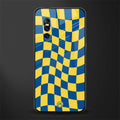 yellow blue trippy check pattern glass case for vivo v15 pro image