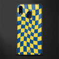 yellow blue trippy check pattern glass case for samsung galaxy m10s image