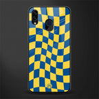 yellow blue trippy check pattern glass case for samsung galaxy m10s image