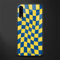 yellow blue trippy check pattern glass case for samsung galaxy a70 image