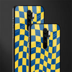 yellow blue trippy check pattern glass case for redmi note 8 pro image-2
