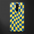 yellow blue trippy check pattern glass case for redmi note 8 pro image