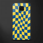 yellow blue trippy check pattern glass case for poco m2 pro image