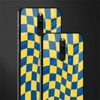 yellow blue trippy check pattern glass case for redmi 8 image-2
