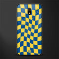 yellow blue trippy check pattern glass case for redmi 8a image