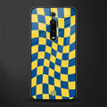 yellow blue trippy check pattern glass case for redmi k20 pro image