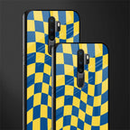 yellow blue trippy check pattern glass case for oppo a5 2020 image-2