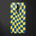 yellow blue trippy check pattern glass case for oppo a5 2020 image