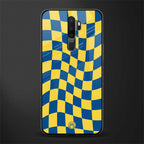 yellow blue trippy check pattern glass case for oppo a5 2020 image