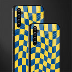 yellow blue trippy check pattern glass case for realme x50 pro image-2