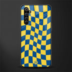 yellow blue trippy check pattern glass case for realme x50 pro image