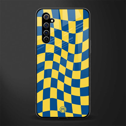 yellow blue trippy check pattern glass case for realme x50 pro image