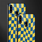 yellow blue trippy check pattern glass case for samsung galaxy a20s image-2