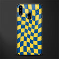 yellow blue trippy check pattern glass case for samsung galaxy a20s image