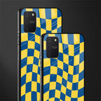 yellow blue trippy check pattern glass case for samsung galaxy s10 lite image-2