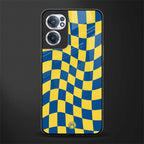 yellow blue trippy check pattern glass case for oneplus nord ce 2 5g image