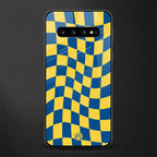 yellow blue trippy check pattern glass case for samsung galaxy s10 plus image
