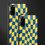 yellow blue trippy check pattern glass case for samsung galaxy s20 image-2