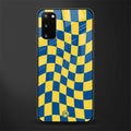 yellow blue trippy check pattern glass case for samsung galaxy s20 image