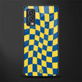 yellow blue trippy check pattern glass case for oneplus nord 2 5g image