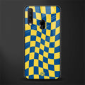 yellow blue trippy check pattern glass case for vivo y12 image