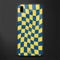 yellow blue trippy check pattern glass case for vivo v11 pro image