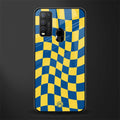 yellow blue trippy check pattern glass case for vivo y50 image