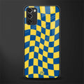 yellow blue trippy check pattern glass case for samsung galaxy note 20 image