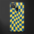 yellow blue trippy check pattern glass case for realme narzo 20 image
