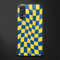 yellow blue trippy check pattern glass case for realme 7 image