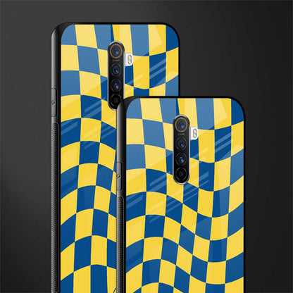 yellow blue trippy check pattern glass case for realme x2 pro image-2