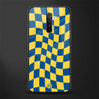 yellow blue trippy check pattern glass case for realme x2 pro image