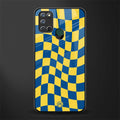 yellow blue trippy check pattern glass case for realme 7i image