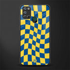 yellow blue trippy check pattern glass case for realme 7i image