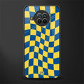 yellow blue trippy check pattern glass case for mi 10i image