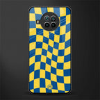 yellow blue trippy check pattern glass case for mi 10i image
