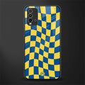 yellow blue trippy check pattern glass case for redmi 9 power image