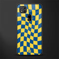 yellow blue trippy check pattern glass case for redmi 9c image