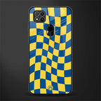 yellow blue trippy check pattern glass case for redmi 9c image
