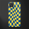 yellow blue trippy check pattern glass case for samsung galaxy a12 image